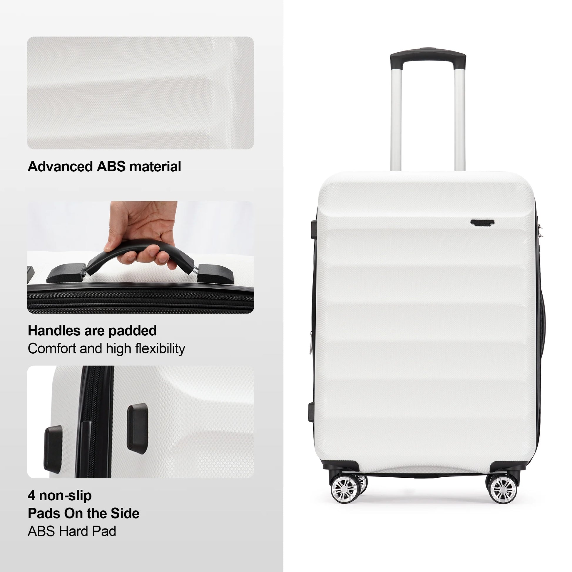 Hard Luggage Sets with Double Spinner Wheels,For Air,2-Piece Suitcase Sets,White