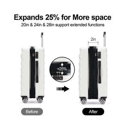 Hard Luggage Sets with Double Spinner Wheels,For Air,2-Piece Suitcase Sets,White
