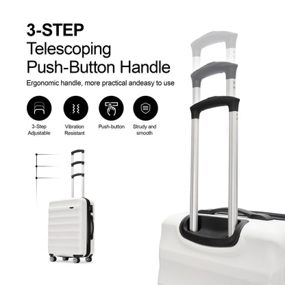 Hard Luggage Sets with Double Spinner Wheels,For Air,2-Piece Suitcase Sets,White