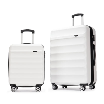 Hard Luggage Sets with Double Spinner Wheels,For Air,2-Piece Suitcase Sets,White